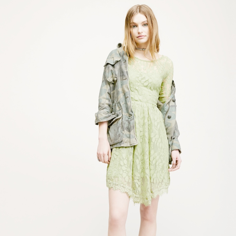 NWOT- Free People *YELLOW* Floral Lace Boho Dress!